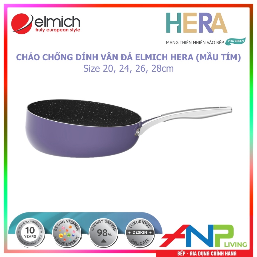 Chảo Chống Dính Vân Đá Đáy Từ Full induction Elmich Hera