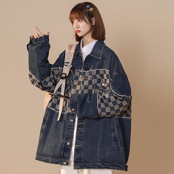 2023 Áo Khoác Denim Dáng Rộng Phong Cách Thời Trang Hàn Quốc