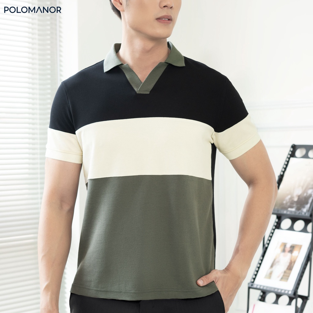 Áo Polo nam phối EVAN vải cá sấu cotton CMC, nam tính, thanh lịch, sang trọng - POLOMANOR