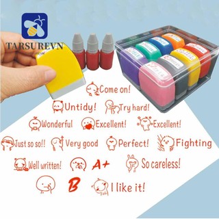TARSUREVN English Commentary Stamp School Student Teaching Tools Encouragement Seals Gifts Scrapbooking Decor