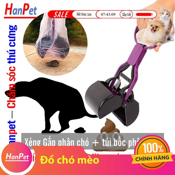 HN- Xẻng gắp phân chó cán ngắn + Túi hốt phân chó dạng túi bốc kít chó mèo tự hủy (màu ngẫu nhiên)