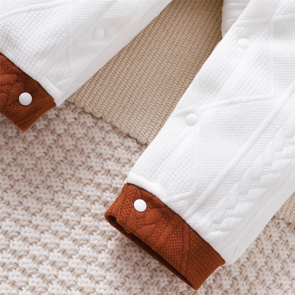 Áo liền quần Mikrdoo dài tay màu trắng trơn giữ ấm cho bé trai/ bé gái