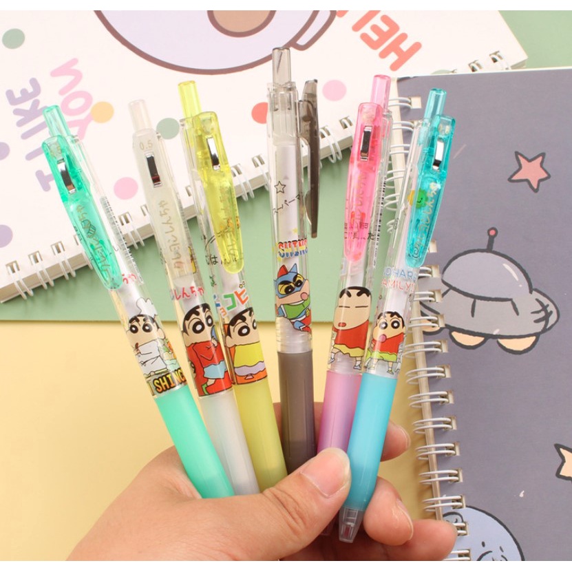 Bộ 6 Bút Bi Màu Đen Ngòi 0.5Mm Thiết Kế Hình Cậu Bé Bút Chì Độc Đáo