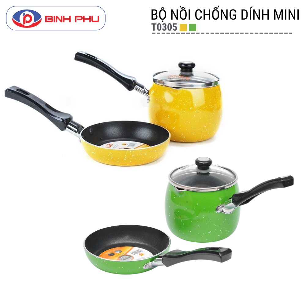 Bộ nồi chống dính BOBO MINI SUPOR T0305 dùng cho trẻ em, thiết kế nhỏ gọn, màu sắc bắt mắt
