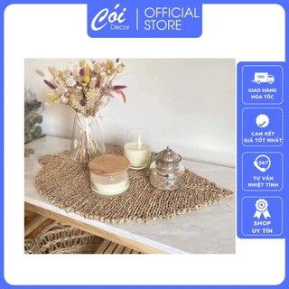 Thảm cói trải sàn hình lá trang trí decor nhà cửa chụp ảnh cực xinh nhiều kích thước - xưởng cói decor