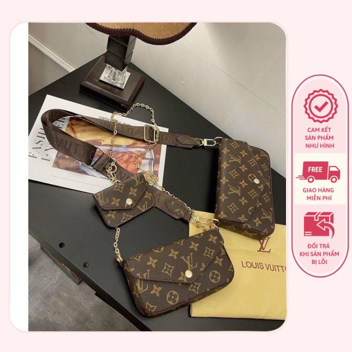 SET TÚI LV 3 CHI TIẾT - HÀNG QUẢNG CHÂU LOẠI 1 LÓT NHUNG BÊN TRONG - VIDEO SHOP TỰ QUAY, ẢNH THẬT CAMERA THƯỜNG