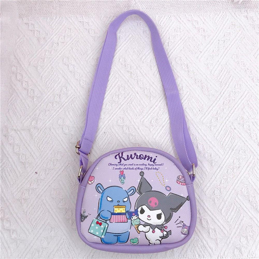 Túi Đeo Vai Bằng Da PU In Hoạt Hình Melody / Mèo Kitty / Cún Cưng Dễ Thương
