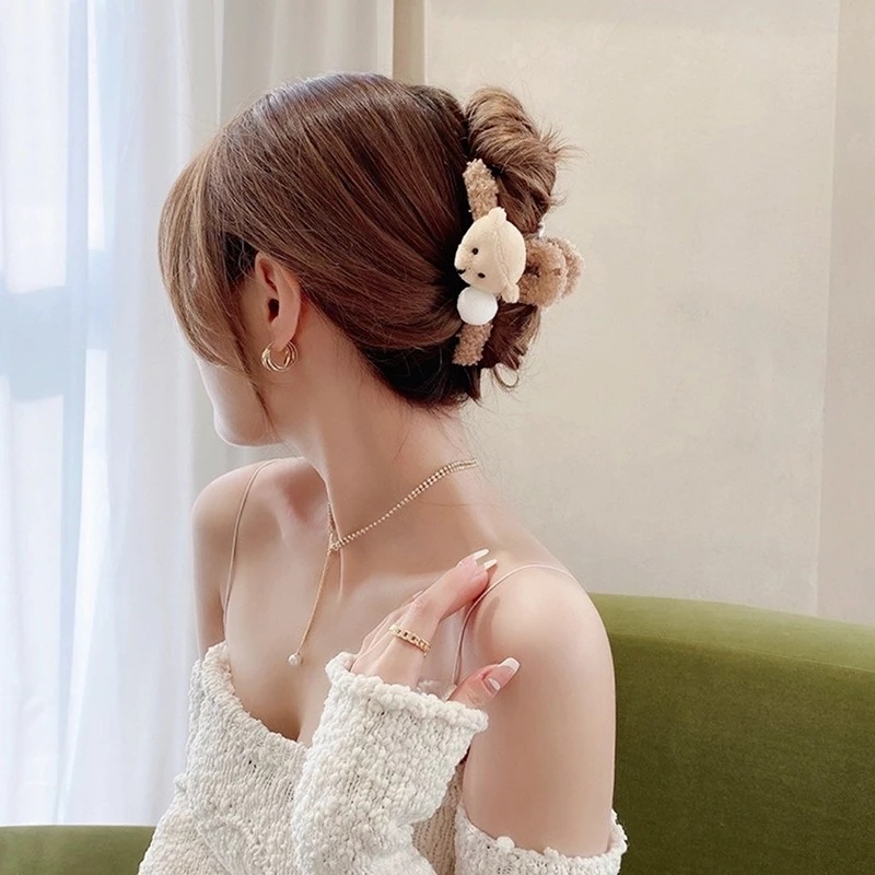 Kẹp Tóc Hình Cá Mập Phủ Lông Dễ Thương Thời Trang Thu Đông Phong Cách Hàn Quốc