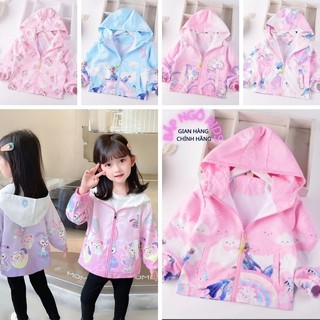 Áo gió cho bé, áo khoác mùa đông cho bé gái mặc đi học đi chơi họa tiết đáng yêu Bắp Ngô Kids size từ 13kg đến 25kg
