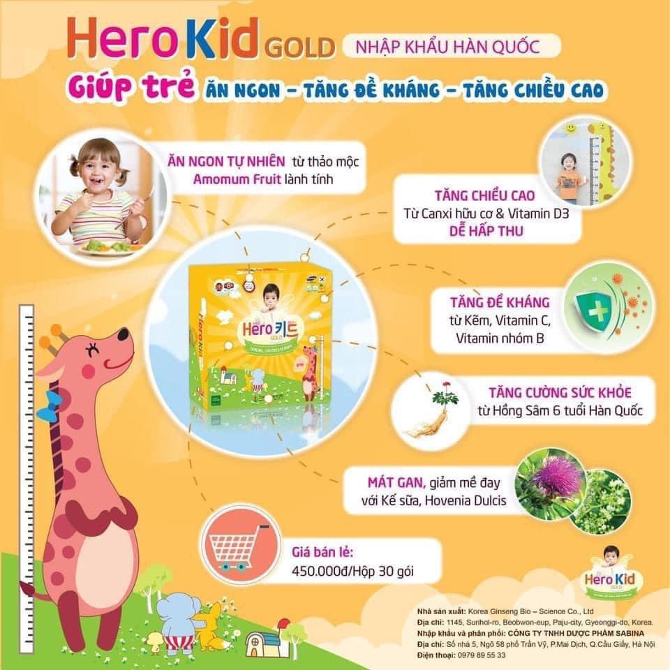 HERO KID GOLD, Siro ăn ngon cho bé giúp Hỗ trợ cải thiện biếng ăn, tăng cường sức khỏe , tăng chiều cao _Chính hãng
