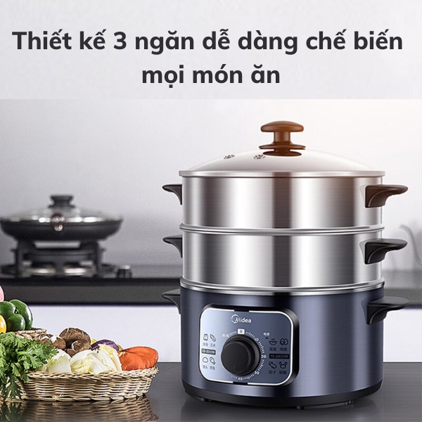 (SẴn) Nồi hấp điện Media 10L chất liệu thép không rỉ an toàn cho người sử dụng Cam kết hàng chính hãng