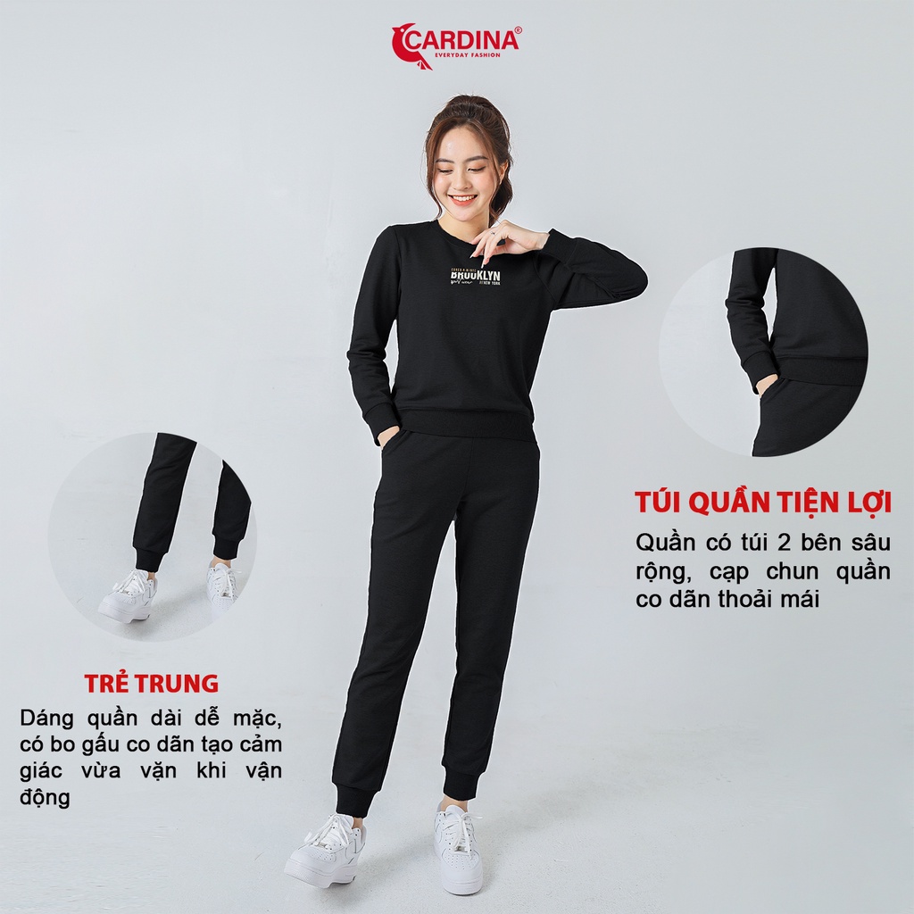 Đồ Bộ Nữ 𝐂𝐀𝐑𝐃𝐈𝐍𝐀 Chất Nỉ Cao Cấp Áo Dài Quần Dài Bo Gấu Kiểu Dáng Thể Thao 2NiF03