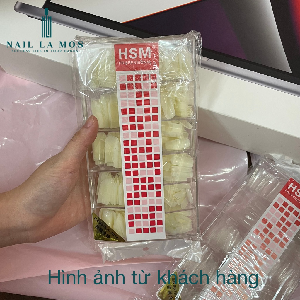 Móng úp HSM chính hãng loại trơn - Hộp 500 móng ốp đủ size, đủ phom thang, vuông, tròn, tròn nhọn, nhọn
