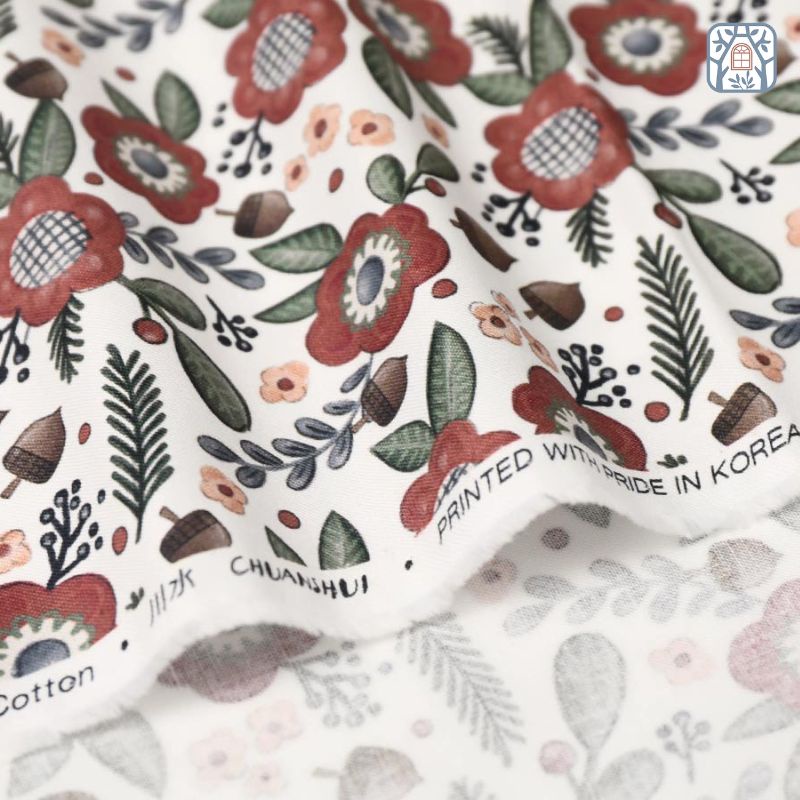 CS21-149 Vải cotton 100% tự nhiên🍒Chuanshui🍒khổ vải 145cm,Noel bông tuyết