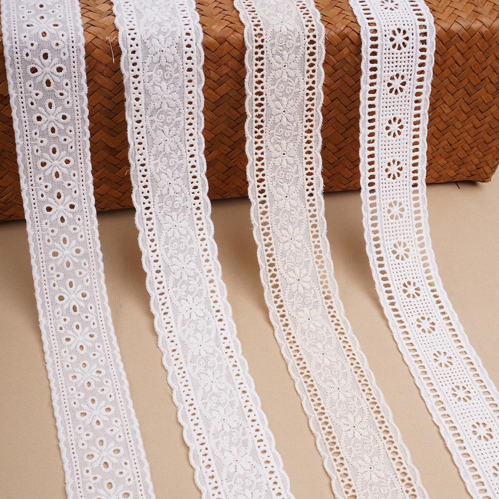 Cuộn Dây Ruy Băng Vải Ren cotton 5cm Dài 1M Phụ Kiện Cho Đám Cưới băng ren