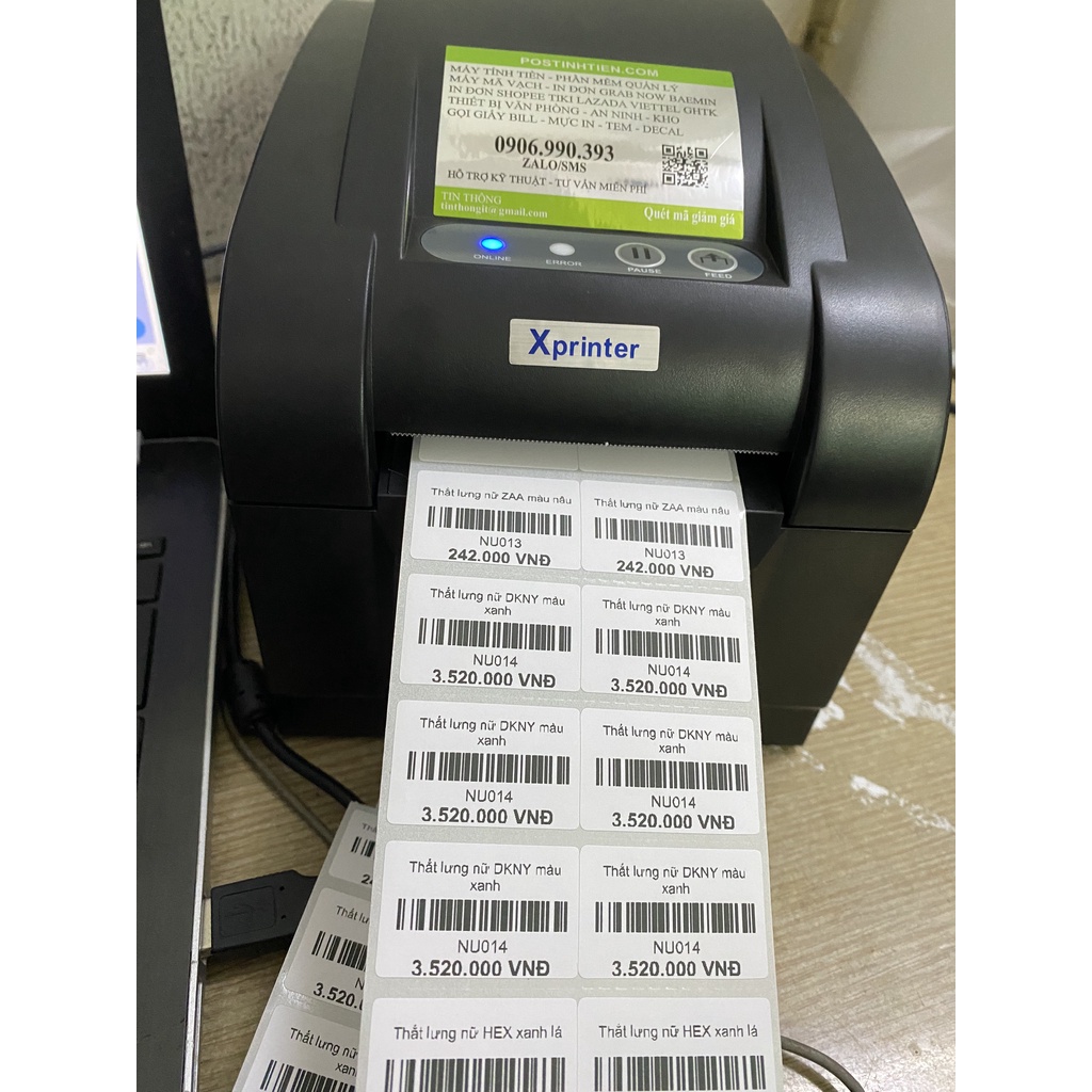 Combo 2 thiết bị bán hàng cho shop: Máy in tem mã vạch, Máy in hóa đơn K80 Xprinter cắt tự động In Từ Máy Tính