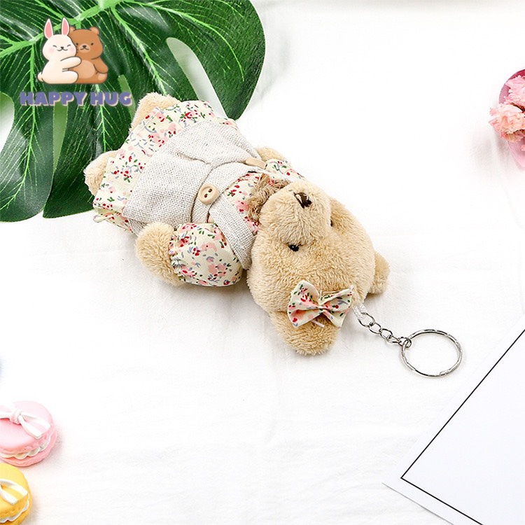 Móc khóa đôi gấu bông ( 1 đôi ), thú nhồi bông đáng yêu lông xù cao cấp size 10 cm - Happy Hug
