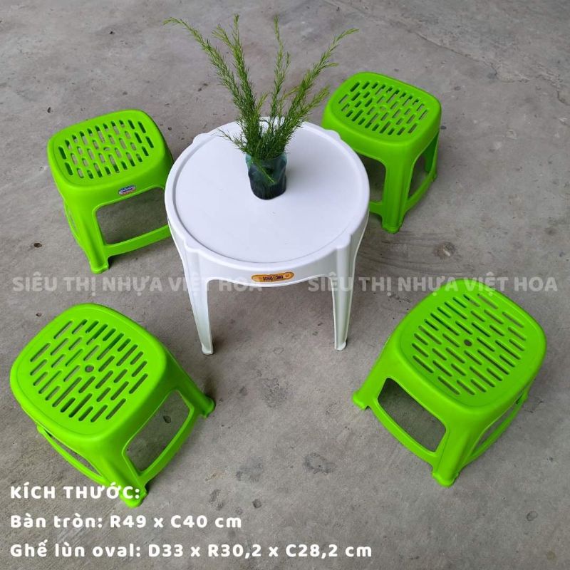 Ghế lùn oval Duy Tân đủ màu có bán kèm bàn theo yêu cầu