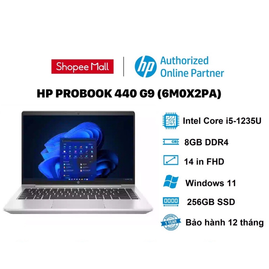 Laptop HP ProBook 440 G9 6M0X2PA ,Core i5-1235U,8GB RAM,256GB SSD,Intel Graphics,14"FHD,Webcam,Win11