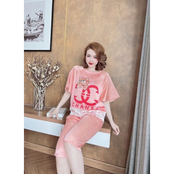 Bộ Lụa Satin Tay Cánh Tiên - Hàng Thiết Kế Satin In 4D Mềm Mịn