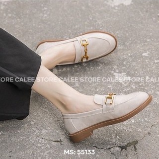 ĐEN/KEM Loafer moca đế bệt gót thấp 2cm 3cm da mềm cao cấp CÓ SẴN màu đen trắng kem ulzzang milinaa 55133 - Calee