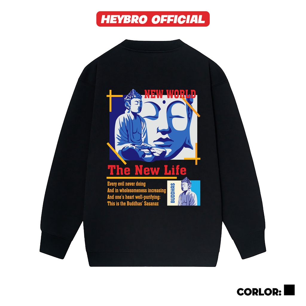 Áo nỉ sweater nam nữ Unisex HEYBRO dài tay form rộng phong cách GenZ SWT30