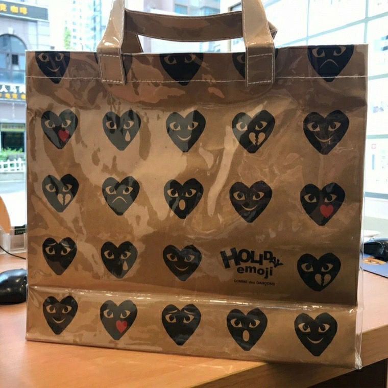 Túi tote đeo vai mua sắm bằng giấy kraft và PVC trong suốt họa tiết trái tim sức chứa lớn