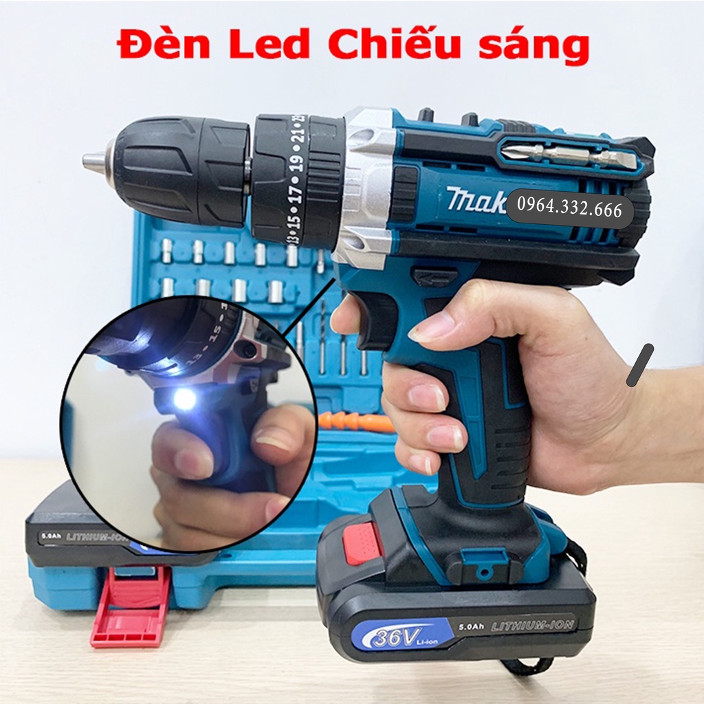 Máy khoan pin, máy bắn vít Ma.kita  có búa, 3 chức năng, lõi đồng. Bảo hành máy 12thang