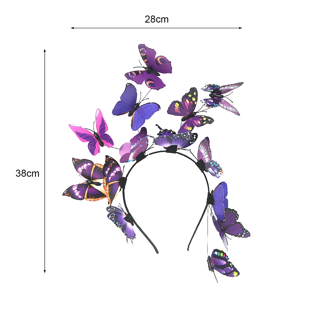 Ga-băng Đôi Cài Tóc Hình Vương Miện Bướm Phong Cách Bohemian Sống Động Thoải Mái Có Thể Điều Chỉnh Trang Trí Cho Tiệc Trà Halloween