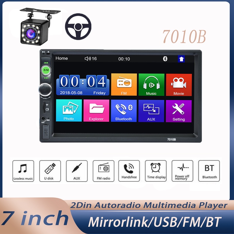 ★Đôi DIN 2 DIN 7 "Inch★ Máy Nghe Nhạc MP5 MP3 Bluetooth FM / SD / TF USB AUX (NO DVD) MP5 7010B Kèm / Không Có Camera HD Cho Xe Hơi