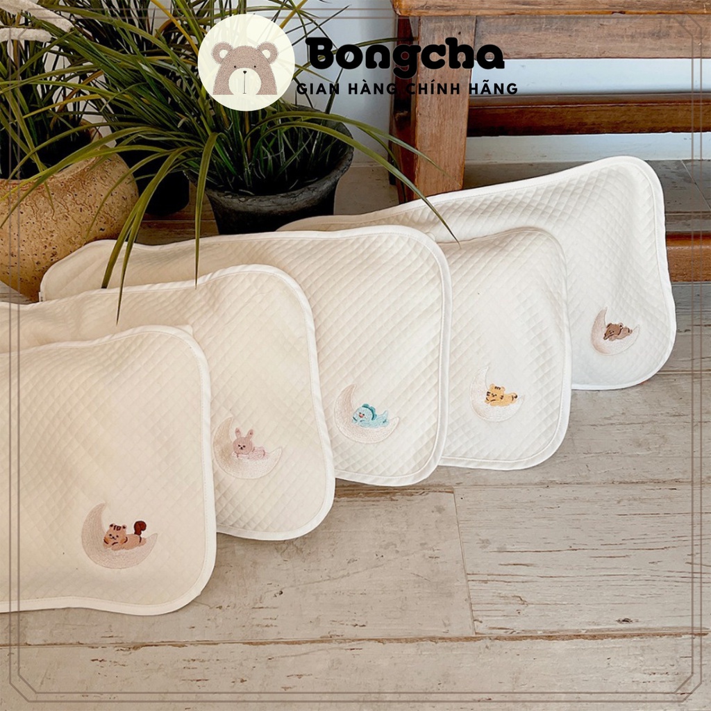 Gối cotton tinh khiết thoáng khí chống mồ hô phong cách Hàn Quốc cho bé sơ sinh hoạ tiết đáng yêu Bongcha Baby SP223