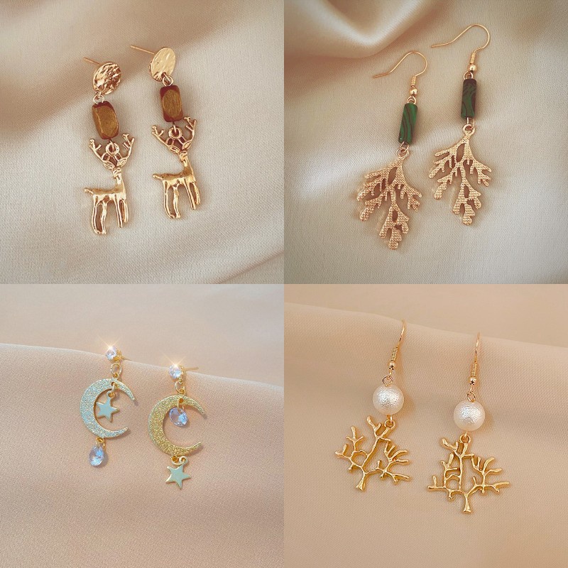 Bông Tai Dáng Dài Hình Cây Thông Giáng Sinh Dễ Thương Chất Lượng Cao Cho Nữ