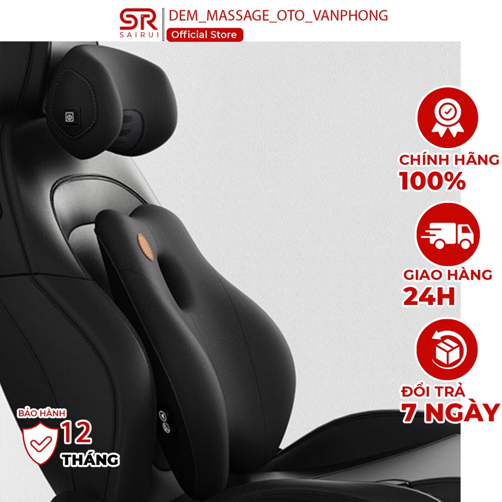 Bộ Gối Đệm Chườm Nóng + Massage Ô Tô, Cao Su Non, 6 Chế Độ, Dành Cho Ô Tô, Văn Phòng - Cổng Cắm USB - Bảo Hành 12 Tháng
