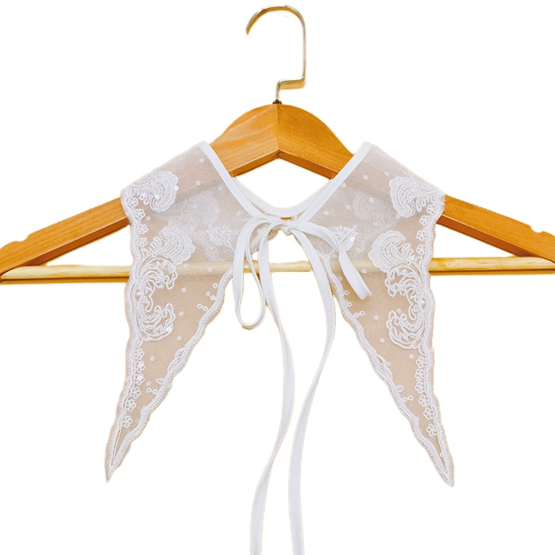 Khăn Choàng Cổ Ren Đính Kim Sa Hình Tam Giác Có Thể Tháo Rời Cho Nữ