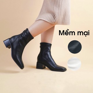 Bốt nữ cao cổ da mềm boot nữ gót 5cm giày vnxk - Kimystore
