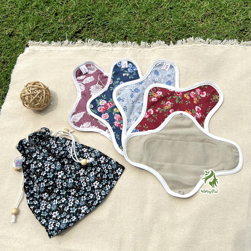 Băng vệ sinh vải Wingpad Combo 5 Size 21cm - HÀNG NGÀY nền NÂU - Kiểu CÁNH LIỀN - Kèm QUÀ TẶNG