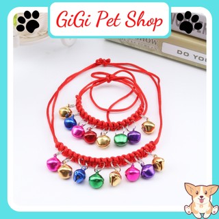 Vòng cổ dây đan có nhiều chuông lục lạc dễ thương có thể điều chỉnh kích thước cho thú cưng chó mèo - GiGi Pet Shop