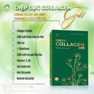 Diệp lục collagen gold họp 30 gói chính hãng óa mờ nám, tàn nhang, giảm mụn, thanh lọc cơ thể, tăng cường sức khoẻ