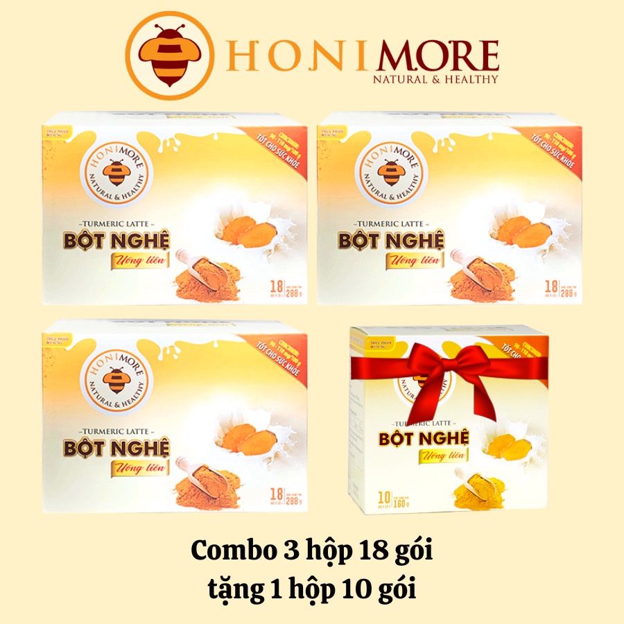 Combo 3 hộp Bột nghệ uống liền Honimore 288g (18 gói) tặng 1 hộp cùng loại 160g (10 gói)