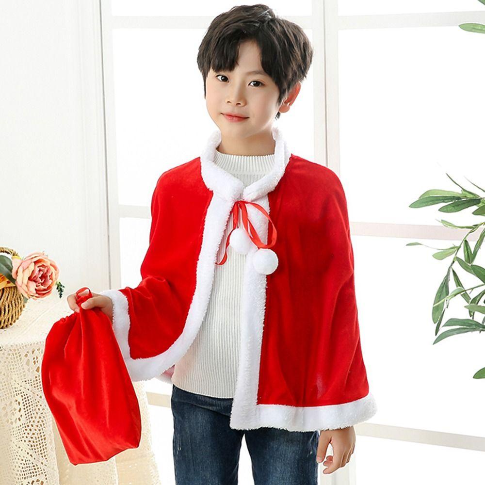 Áo Choàng Đỏ Bằng Polyester Dày Mềm Mại Chống Gió Hóa Trang Ông Già Noel