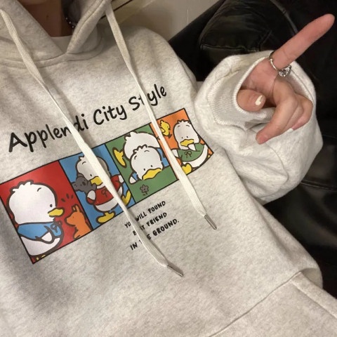 Áo Hoodie Oversize In Họa Tiết Hoạt Hình Siêu Dễ Thương Phong Cách Hàn Quốc Cho Nam Và Nữ