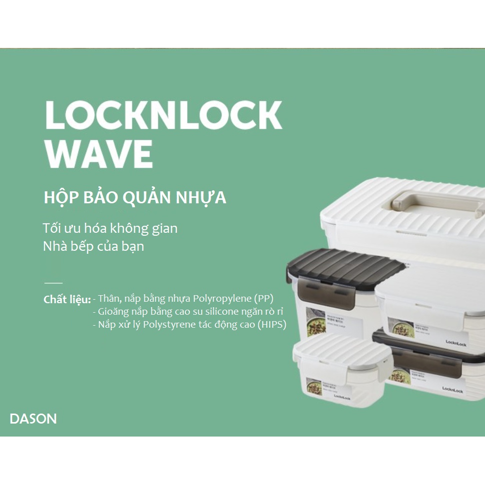 LWC203WHT - Hộp bảo quản nhựa LocknLock Wave container 670ml - Màu trắng