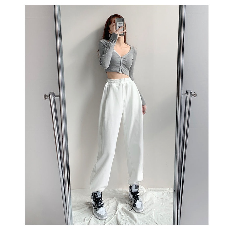 QKOOLE  Quần ống rộng Lưng Cao Thời Trang Hàn Quốc Cho Nữ