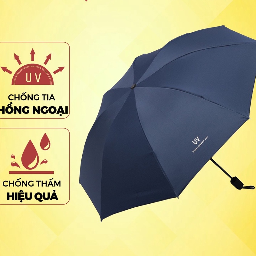 Ô gấp gọn phủ lớp chống tia UV, dù che nắng, che mưa ngoài trời cầm tay cao cấp (giao màu ngẫu nhiên)