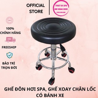 Ghế đôn hơi spa, ghế xoay chân lốc có bánh xe,nâng hạ cao thấp dùng trong spa, phun xăm, tmv