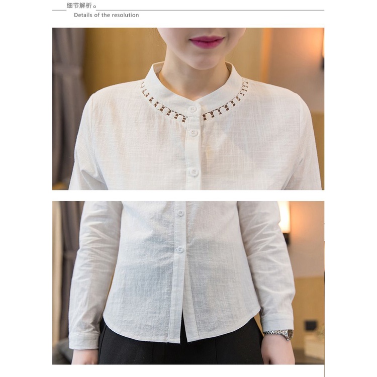 Áo Sơ Mi Vải Lanh Cotton Tay Dài Phong Cách Hàn Quốc Thời Trang Mùa Thu Cho Nữ
