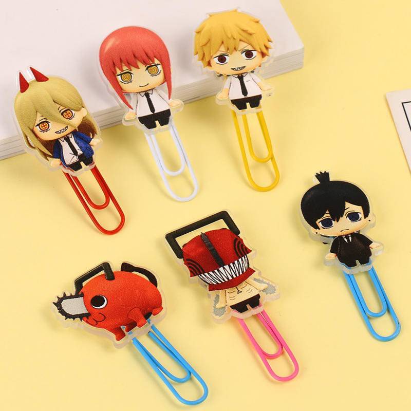 Thẻ Giấy Đánh Dấu Trang Sách Hình Nhân Vật Anime Chainsaw Man Kawaii Dành Cho Trẻ Em Denji Makima Aki Hayakawa Power Pochita