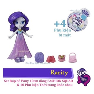 Rarity 🌼 bộ búp bê 10cm & 10 phụ kiện khác nhau - my little pony dòng fashion squad