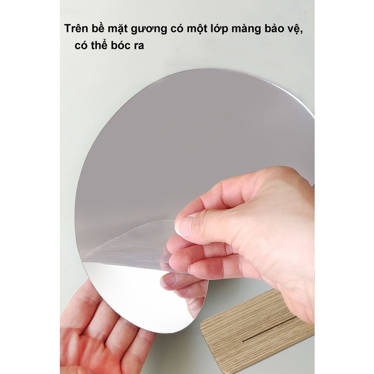 Gương Trang Điểm Có Đế Gỗ Để Bàn Thiết Kế Độc Đáo, Khung Ảnh Gỗ, Đất Sét Tự Khô Làm DIY