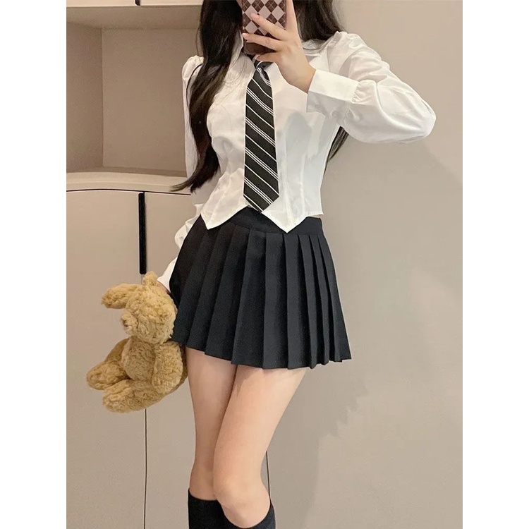 Áo Sơ Mi Đồng Phục Tay Dài Eo Cao Thời Trang 2022 Dành Cho Nữ